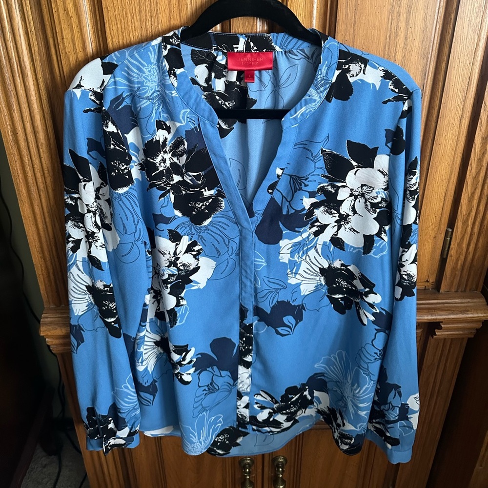 Jennifer Lopez large floral blouse
